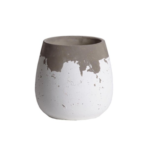 Cement Round Bellied Pot with Irregular White Small, Urban Trends Collection, Mfr#: 54117